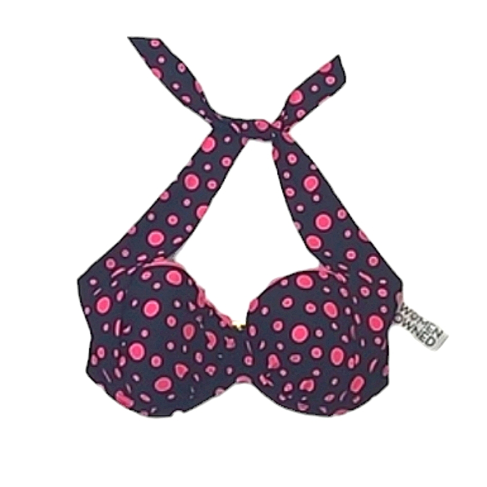 Smart & Sexy 38D Bikini Swim Top Halter/ Strapless Pink Lace & Polka Dot Shaper